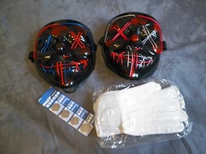 Halloween Mask Purge Light Up LED Face Mask W/ Remote White Gloves & Extra Mask - Picture 1 of 13