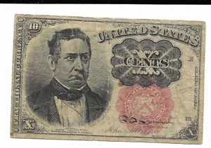 10 Cents 5th Issue Red Seal US Fractional Short Key Currency FR1265 Ten Cents - Picture 1 of 3
