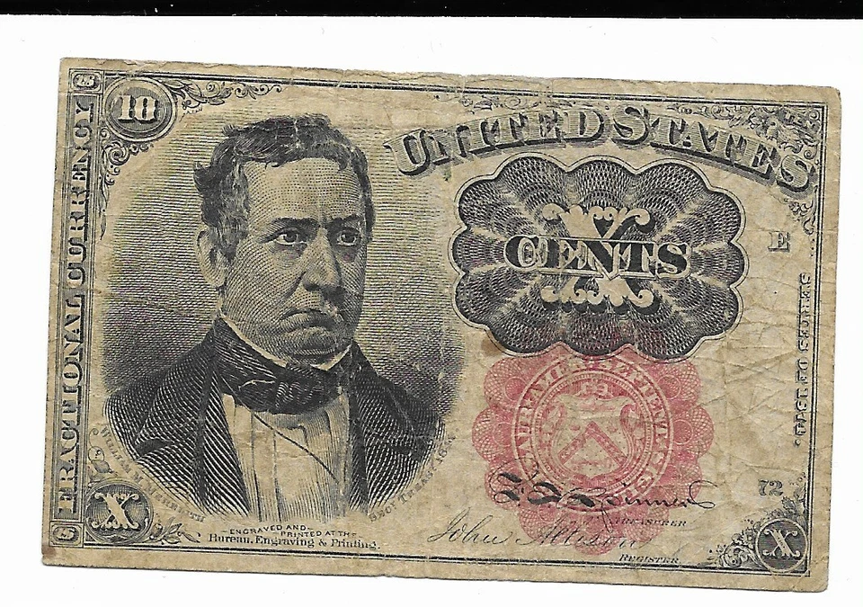 10 Cents 5th Issue Red Seal US Fractional Short Key Currency FR1265 Ten Cents - Image 1 of 3