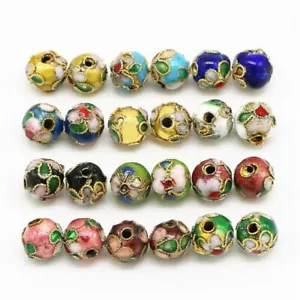 50 STCK. Handgefertigte Cloisonne Perlen Lose Perlen Schmuckherstellung Rund Gemischte Farben - Bild 1 von 7