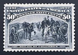 #240 Og LH, 1893 50¢ "Recall of Columbus" con certificado APEX 2006 limpio SMQ $450 - Imagen 1 de 3