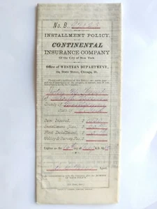 Política a plazos de Continental Insurance Company 1877 ciudad de Nueva York - Imagen 1 de 10