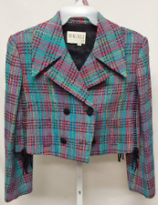 Magali Collection Womens Multicolor Double Breasted Crop Blazer Jacket Size 6