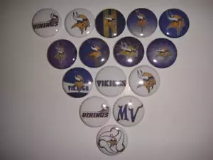 15 Minnesota Vikings flat back buttons or pin badge cabochons embellish magnets - Picture 1 of 5