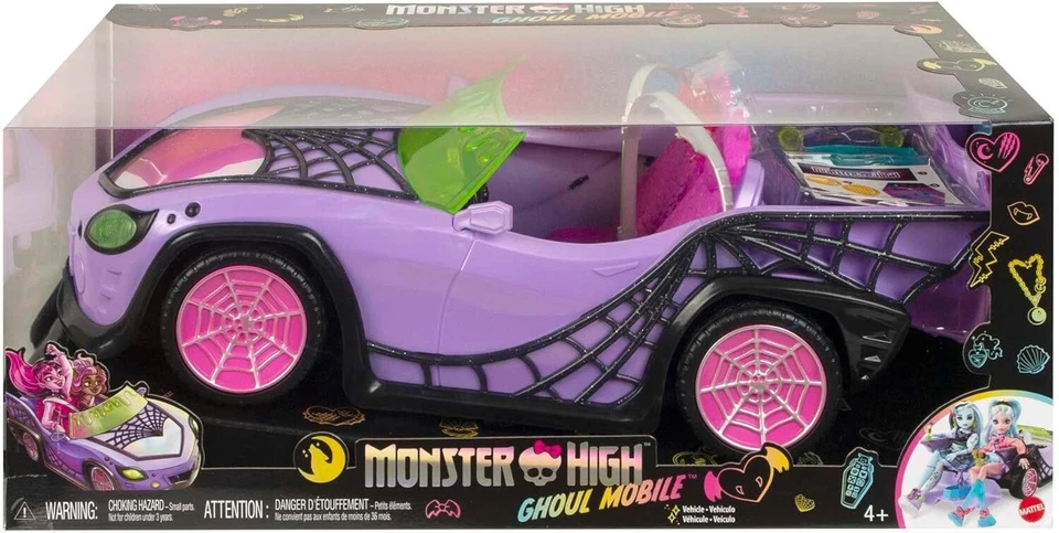 Monster High Ghoul Mobile Lilafarbenes Cabrio mit schillernden Spinnennetzen NEU