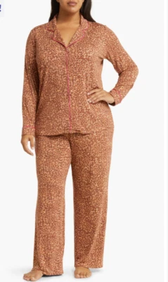 Nuevo Pijama Nordstrom Moonlight Eco Tejido Tostado Leopardo Deportes 2X Foto 1 de 4
