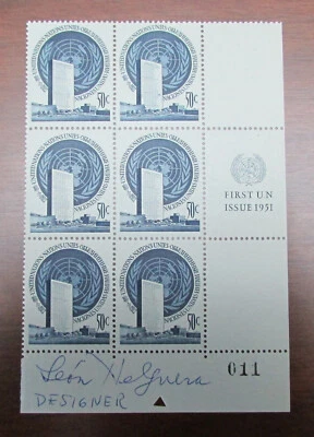 UNITED NATIONS UNPA NY SCOTT 10 GAINES 10.2(b)(ii) MI6 SIGNED HELGUERA MNH 1951 - Image 1 of 2