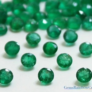 AAA Quality Natural Round Cut, Zambian Emerald, Green, 1.5 mm To 5.5mm, #968 - Picture 1 of 8