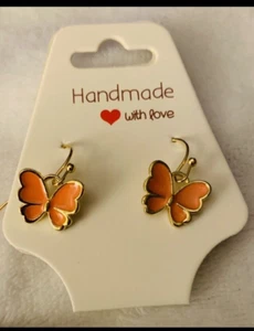 Pendientes Mariposas Naranja Alambre Francés Joyería Mujer - Imagen 1 de 8