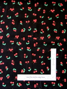 Cherry Fruit Kitchen Cherries Black Cotton Fabric Sugar Rush RJR By The Yard - Picture 1 of 1