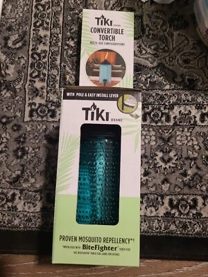 TIKI Brand Convertible Torch, 68” Full Size, 54" Garden, 8” Table, Blue Glass - Image 1 of 4