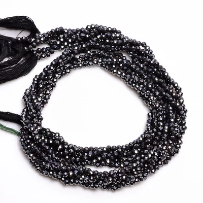 Cuentas micro facetadas redondas de piedras preciosas de hematita natural 2,5-3 mm hilo 12,5" 30 Foto 1 de 2