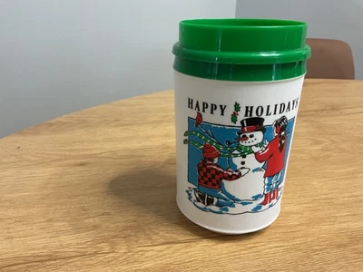 Taza de viaje aislada Aladdin de colección FELICES FIESTAS muñeco de nieve niños Navidad Foto 1 de 4