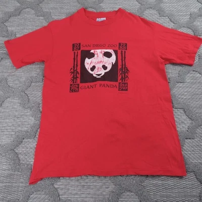 Vintage San Diego Zoo Shirt Mens L Red 1987 Giant Panda Hanes Beefy T USA Made - Image 1 of 4