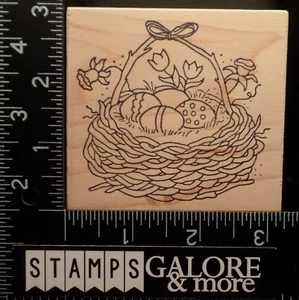 GREAT IMPRESSIONS RUBBER STAMPS H62 EASTER WICKER BASKET EGGS HUNT TULIPS #2014 - Picture 1 of 2
