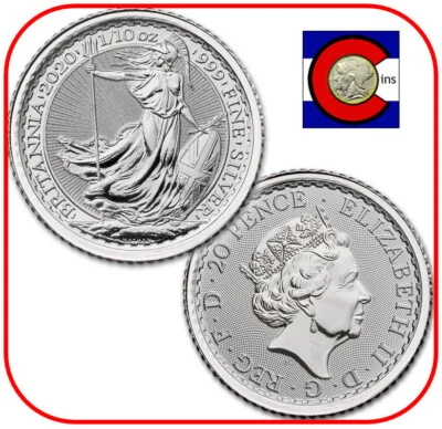 2020 Great Britain UK Silver Britannia BU 1/10 oz 0.999 20p Coin in Capsule - Image 1 of 3
