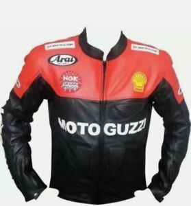 Motoguzi motorcycle jacket motorbike jacket cowhide leather biker raceing jacket