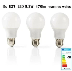 3x LED E27 5.3W 470Lm Warm White Lamp Bulb - Picture 1 of 5
