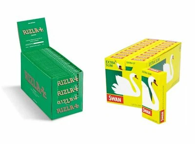 1200 Rizla Green Cigarette Rolling Papers and 1200 Swan Extra Slim Filter Tips