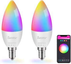 2 pack E12 Smart Bulb 5W LED Candle Light Bulb Works with Alexa & Google