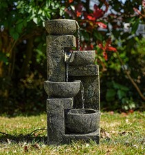 Fontana giardino poliresina poliresina 4 livelli per interni esterni fontana luci LED decorazione