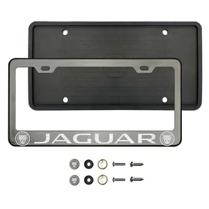 Ja9uar new Laser Etched Black Chrome StainlessSteel License Frame Silicone Guard - Bild 1 von 1