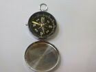 Vintage Flip Lid Compass pendant 1 3/4" dia chrome metal made in Japan 