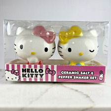 Hello Kitty & Mimmy Ceramic Salt and Pepper Shaker Set Pink And Yellow Sanrio