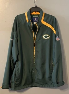 EUC! Green Bay Packers SPELL-OUT Windbreaker mit durchgehendem Reißverschluss auf dem Feld NFL Reebok Größe L - Bild 1 von 4