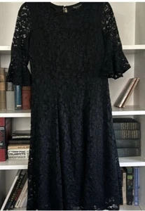 Beautiful Perceptions Dress Women's Black Lace 3/4 Flare Sleeve Sz Small - Picture 1 of 8