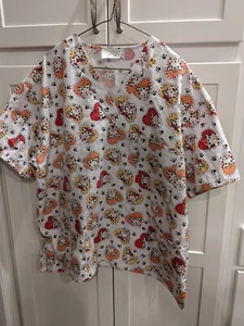 Adar Women’s Puppies Scrub Top Medical Nursing Short Sleeve XL - Picture 1 of 5
