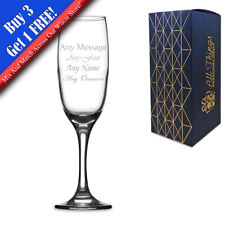 Pack Of 5 Personalised Engraved Champagne Flutes. Wedding, Birthday, Bridesmaid