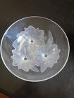 MIKASA clear Frosted Flowers 3 Legged fruit Bowl 9 inch HEAVY