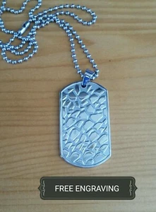 FREE ENGRAVING (PERSONALIZED) Stainless Steel Cobblestone Dog Tag Necklace - Picture 1 of 5