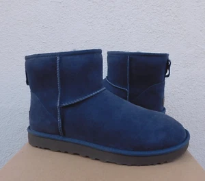 UGG CLASSIC MINI II EVE BLUE SUEDE SHEEPSKIN BOOTS, WOMEN US 11/ EUR 42 ~NIB - Picture 1 of 7