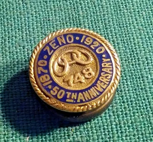 1920 Int. Order Of Odd Fellows ZENO Lodge 748 Pittsburgh Button Hole Pin 50th An - Picture 1 of 4