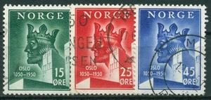 Norwegen 1950 Stadt Oslo Rathaus König Harald III. 348/50 gestempelt - Bild 1 von 1