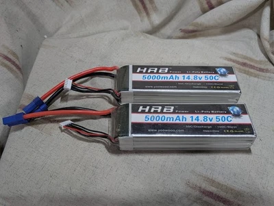 2 EA HRB 4S Lipo Battery EC5 5000mAh 14.8V 50C RC Lipo Battery Pack Compatible  - Image 1 of 3