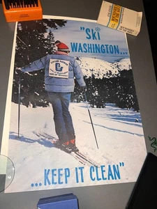 1970er Washington State "Ski Washington... Keep It Clean" Poster 24x17! - Bild 1 von 3