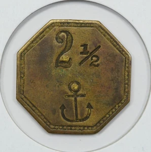 Unbekannte 2 1/2 Anker achteckige Medaille - Bild 1 von 2