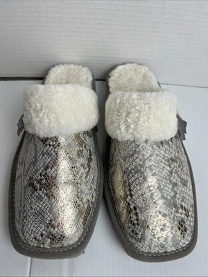 Ariat Women’s Jackie Square Toe Leather Upper Snakeskin Silver Slipper Sz 9 EUC - Imagem 1 de 4