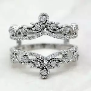 DEAL! 0,79 Karat echter Diamant Verlobung Hochzeit Enhancer Schutz Ring 10k Weißgold - Bild 1 von 10