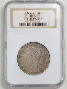 1824/4 O-109 50C Capped Bust Half Dollar AU50 NGC 1616553-010 - Picture 1 of 4