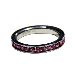 Women's Stainless Steel Ring with Pink CZ - Picture 1 of 2