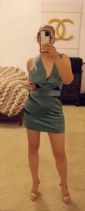 NWT BCBG MAXAZRIA COUT OUT LACE DETAIL SATIN SHORT DRESS SZ XXS $300 - Picture 1 of 10