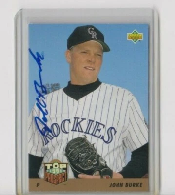 1993 UPPER DECK #444 JOHN BURKE ROCKIES AUTOGRAPH - FIRST ROUND PICK - Image 1 of 2