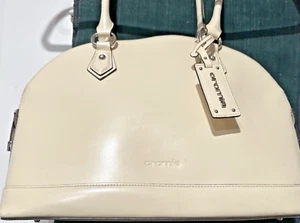 CROMIA Italian Leather Satchel Cream Handbag Bag & Charm POSH! - Picture 1 of 18