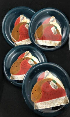 4 PLATOS SANTA DEL VIEJO MUNDO 10 1/2 VERDE OSCURO-AZUL con BOLSA DE TRANSPORTE DE SANTA JUGUETES CIC Foto 1 de 4