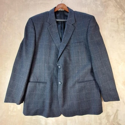 Chaqueta Blazer Abrigo Deportivo Pronto Uomo Para Hombre 52 Larga Azul Gris A Cuadros Lana de Cordero Foto 1 de 4