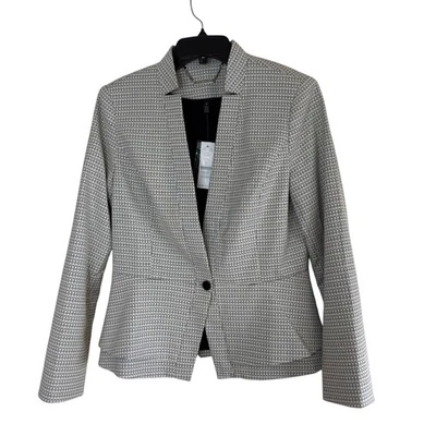 WHBM Size 10 Flirty Grid Ecru W Black Jacket Blazer Career Classic New MRP $160 - Image 1 of 4